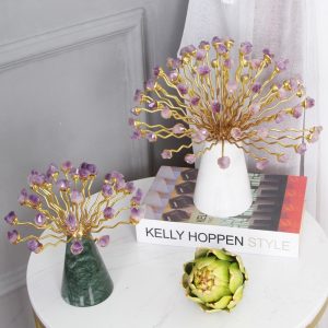 Đồ để bàn decor bình hoa đá thạch anh CD143