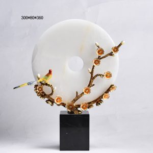 Chim khuyên đậu cành mai đồng điếu ngọc sang trọng CD187